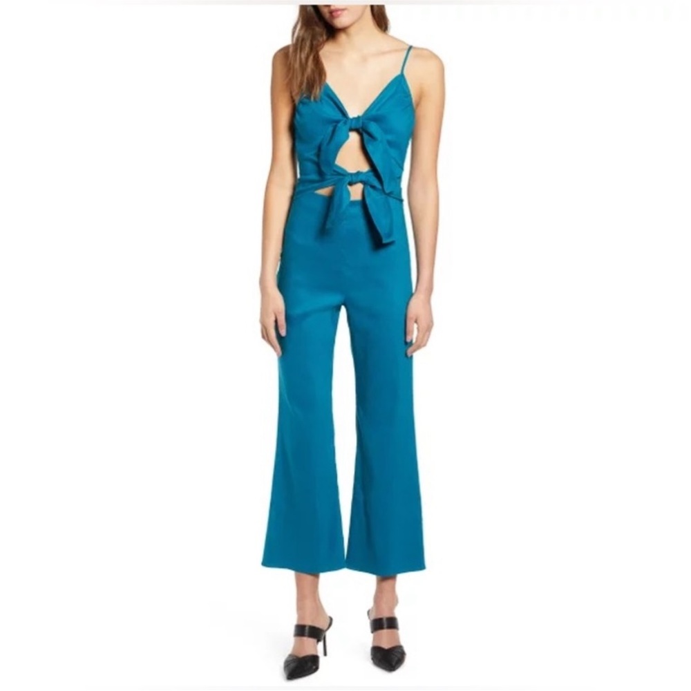 Leith Tie Front Sleeveless Wide Leg Jumpsuit Sz S